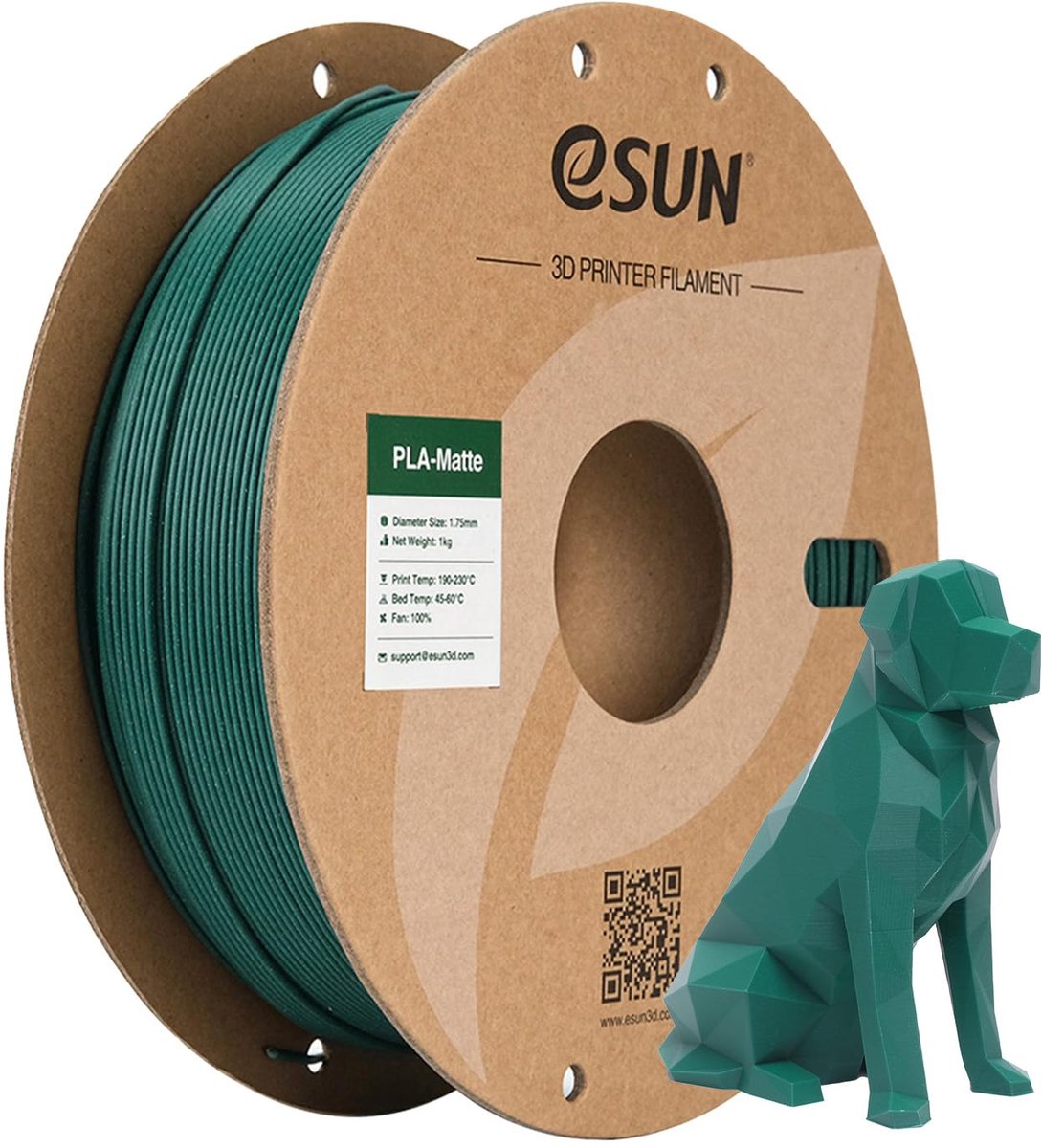 eSUN Geüpgraded Mat PLA 3D Printer Filament 1.75mm 1kg Morandi Groen - ShopVlot
