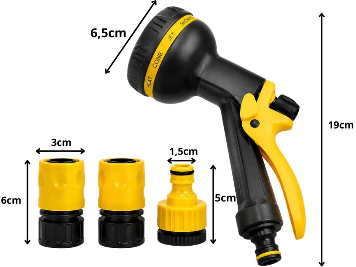 Spuitpistool met 10 sproeistanden – Set inclusief koppelingen