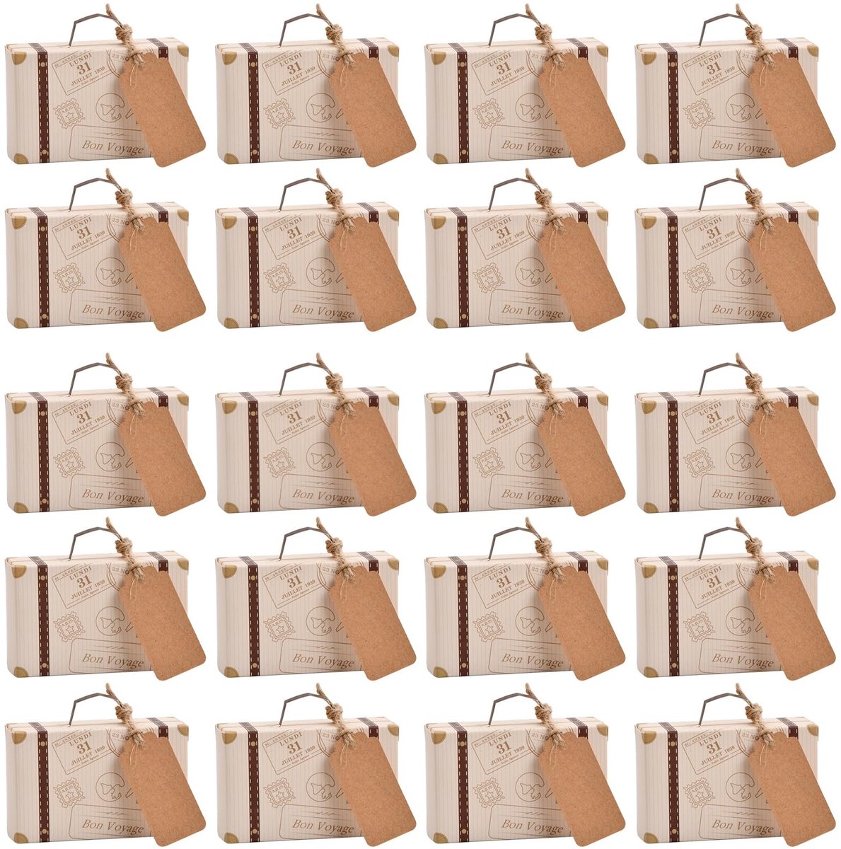 Elzusha - Set van 50 Kraft Papieren Mini Koffers voor Feesten