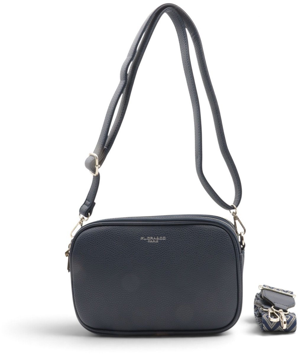 Flora&Co - Paris - Crossbody handtas - 3 vakken met rits - instelbare riem & fashion riem - blauw
