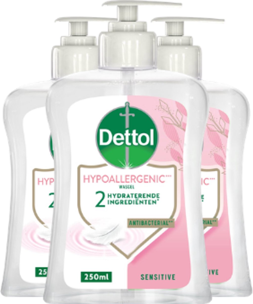 Dettol Handzeep Gevoelige Huid - 3 x 250 ml - Grootverpakking