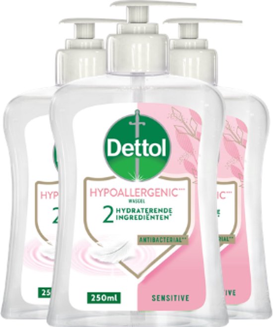 Dettol Handzeep Gevoelige Huid - 3 x 250 ml - Grootverpakking