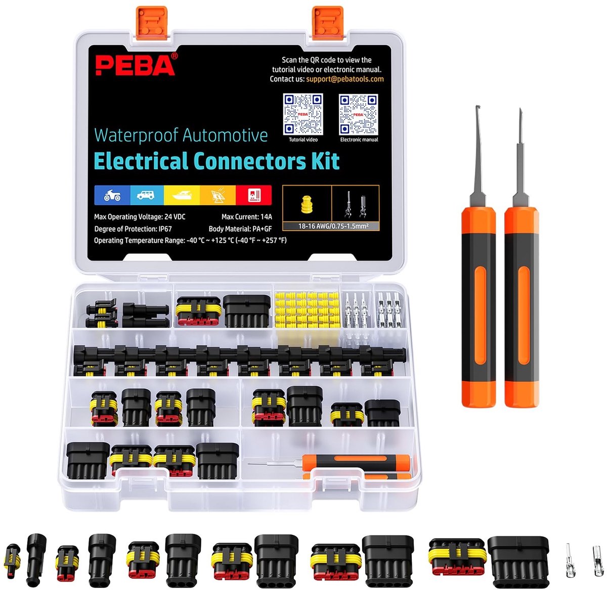 Elzusha - Waterdichte Auto Plug Set IP67, 1-6-Pin Connectoren voor Kabels