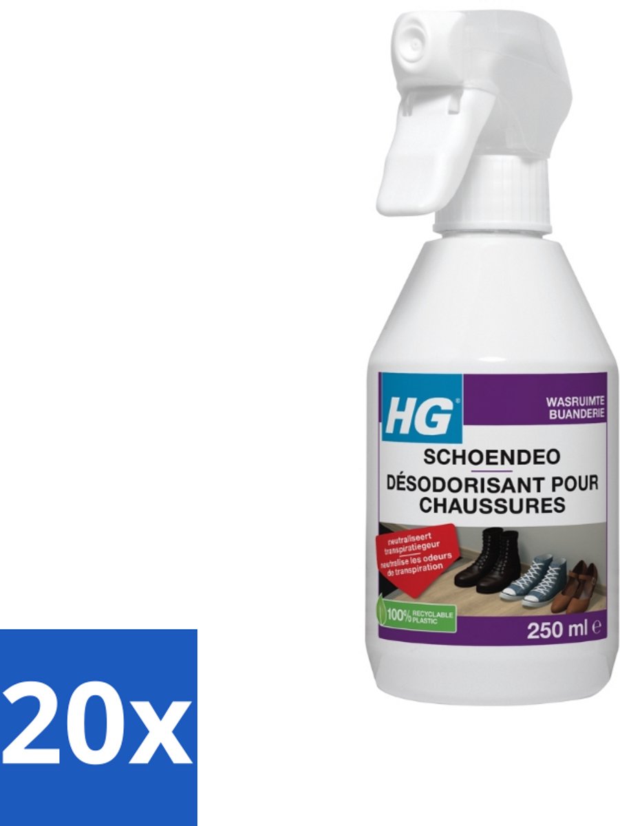 20 x HG Schoendeo 250 ml - Schoenen Geur - Transpiratiegeur - Schoendeo - Schoenen Reinigen - Schoenen Fris
