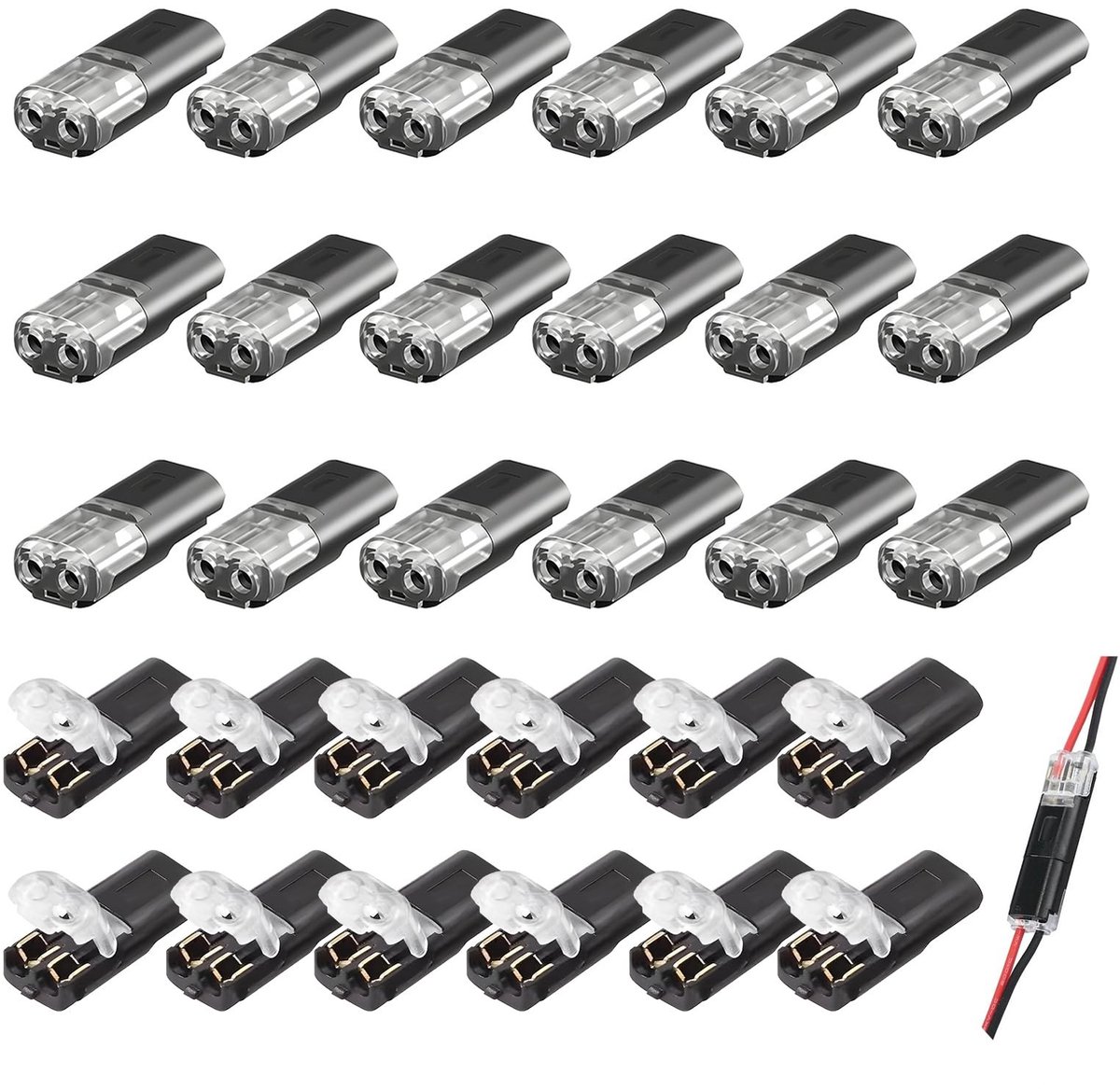 Elzusha - 30 Stuks 2-Pole Kabelpluggen voor 18-22 AWG Draden