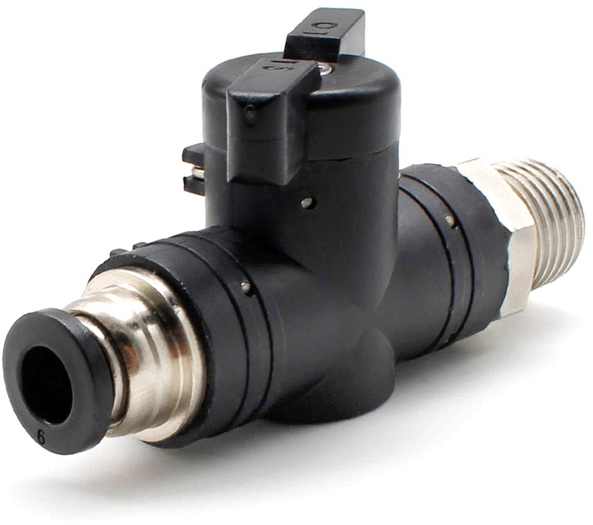Elzusha - 1/4 inch 6 mm pneumatisch verbindingsstuk - T-snelsteekverbinding met afsluitkraan