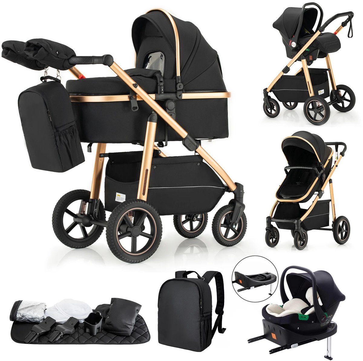 Wentinkmo kinderwagen - Kinder winkelwagentje - Luxueuze 3-in1- babywandelwagen