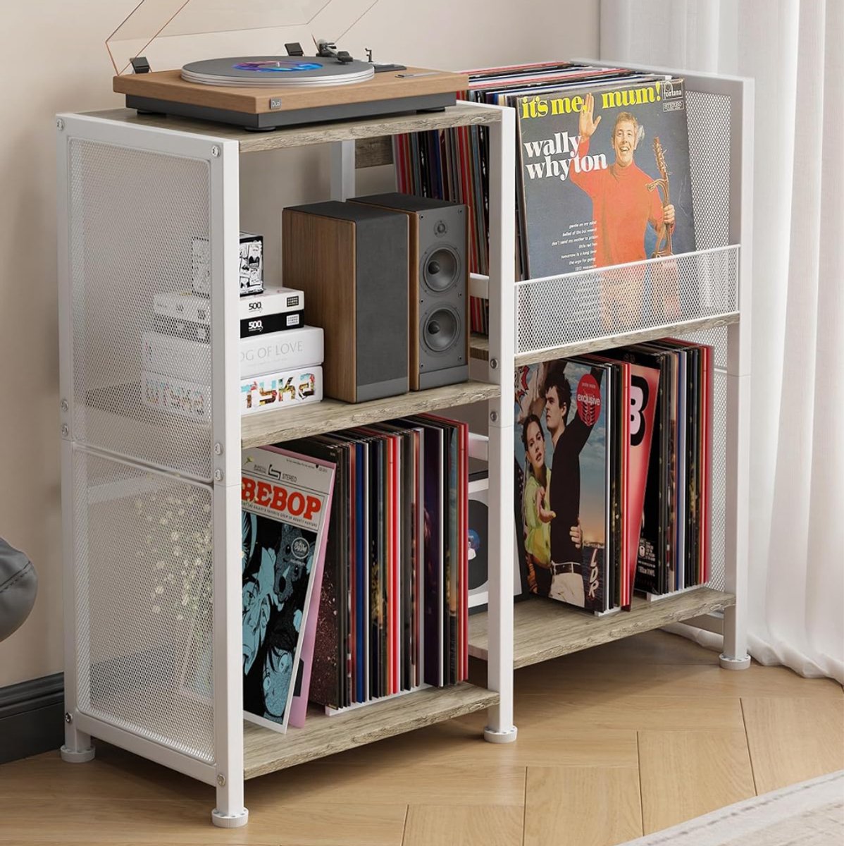 ZRNS® LP Kast - Platenspeler Meubel - Vinyl Opbergsysteem - Vintage Platenkast - Wit