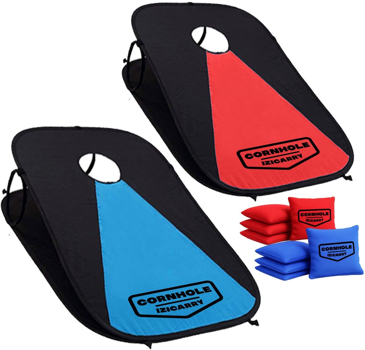 Cornhole Izicarry – Lightweight & Foldable Fabric 90×60 cm – Complete Set with 2 Boards + 8 Bags + Carrying Case – - ShopVlot