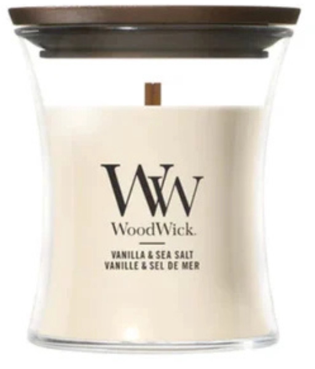 Geurkaars Vanilla & Sea Salt Mini | Roze van Woodwick — cadeau in Wonen & Interieur - foto 6