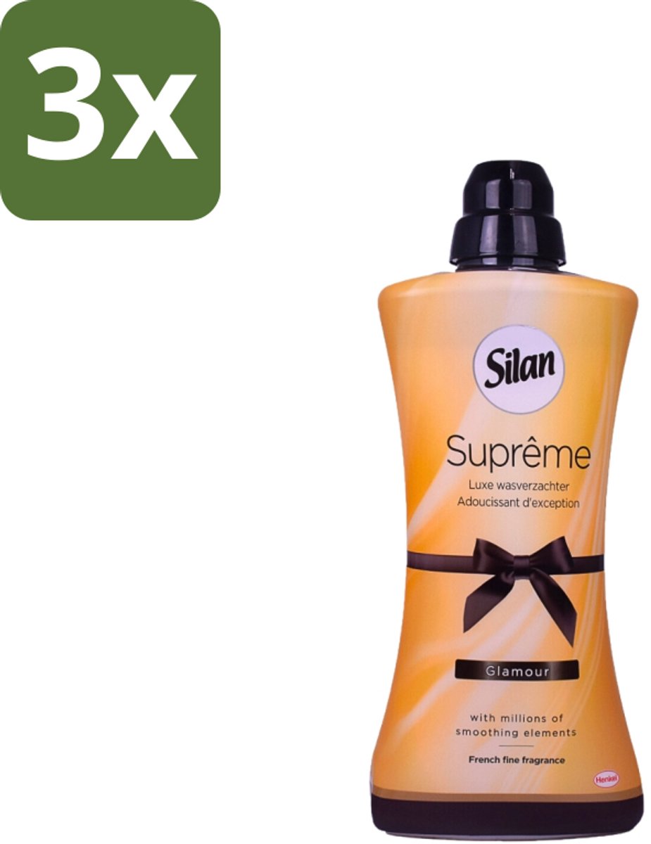 3 x Silan Suprême - Wasverzachter - Glamour - 44 Wasbeurten - 1.2L - Wasverzachter - Wasgoed Verzachter - Luxe Wasverzachter - Fris Wasgoed - Zijdezacht Wasgoed