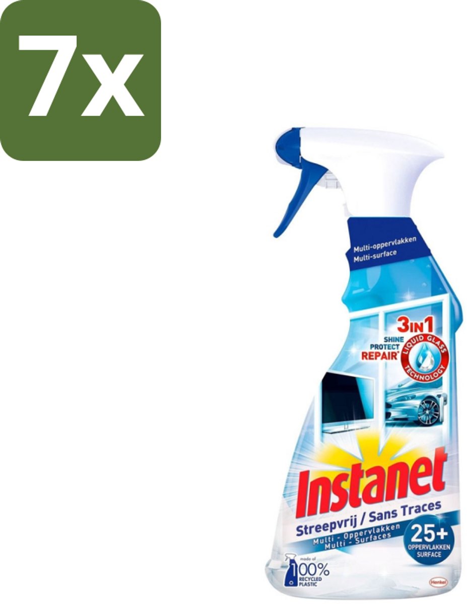 7 x Instanet - Schoonmaakspray - Streepvrij - 3 in 1 - Multi-Oppervlakken - 725 ml - Schoonmaak Spray - Glas Reinigen - Streepvrije Reiniger - Tv Scherm Reinigen - Spiegel Reinigen
