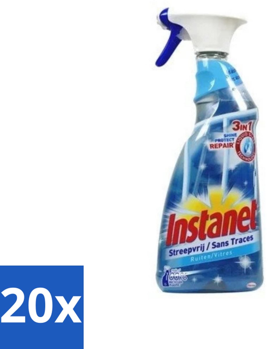 20 x Instanet - Ruitenreiniger - Streepvrij - 3in1 Spray - 725 ml - Ruitenreiniger - Streepvrije Ruiten - Ruiten Reinigen - Ruiten Reinigingsalcohol - 3-in-1 Ruitenreiniger
