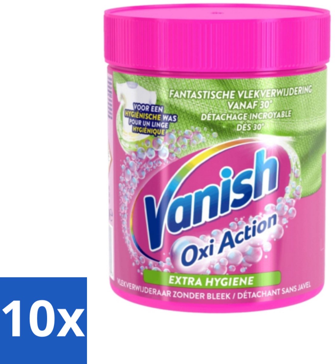 10 x Vanish Oxi Action - Extra Hygiene - Vlekkenverwijderaar Poeder - Zonder Bleek - Gekleurde Was - 470 Gram - Wasmiddel - Vlekverwijderaar - Hygiëne - Gekleurde Was - Wasbeurt
