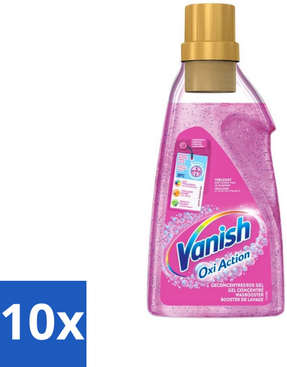 10 x Vanish Oxi Action - Vlekkenverwijderaar Gel - Voor Gekleurde Was - 30 Wasbeurten - Vlekverwijderaar - Wasbooster - Kleurbehoud - Geurverfrissing - Wasbeurt