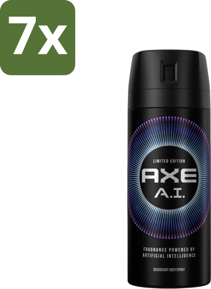 7 x Axe - Limited Edition - Deodorant Bodyspray - A.I. - 150 ml - Axe A.I. Bodyspray - Deodorant Bodyspray - Geur - Geurbestrijding - Bergamot