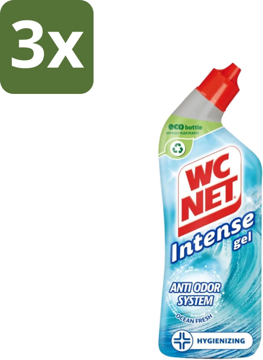 3 x WC Net - Toiletreiniger - Gel - Ocean Fresh - Verwijderd Geuren - 750 ml - WC Net - Toilet Reinigen - Geur Verwijderen - Oceaangeur - Anti-geur