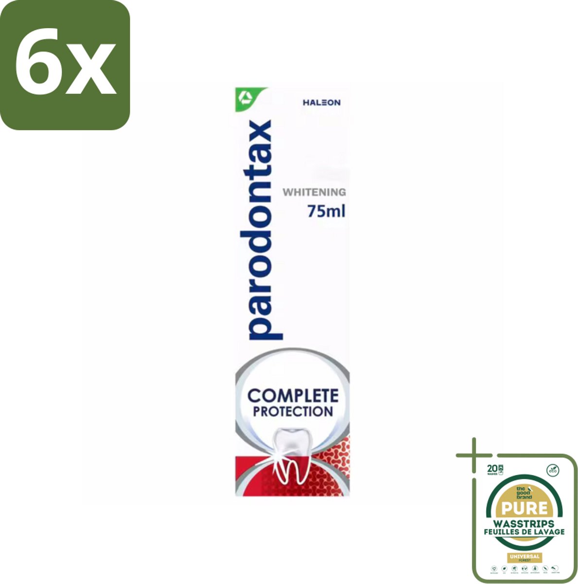 Parodontax – Complete Protection Whitening – Tandpasta tegen Bloedend Tandvlees – 75 ml - Voordeelverpakking - 6 stuks - Tandpasta - Tandplak verwijderen