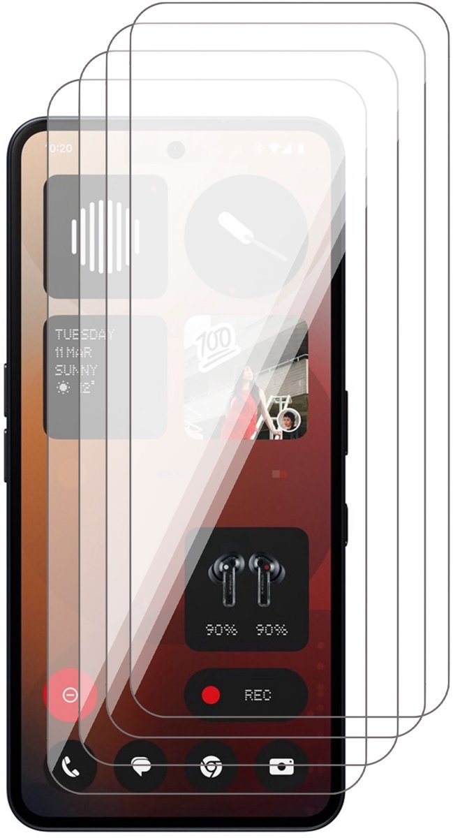 Screenprotector geschikt voor Nothing Phone 3a Pro – 4 Stuks – UltraClear Gehard Glas – Case Friendly – 9H Krasbestendig