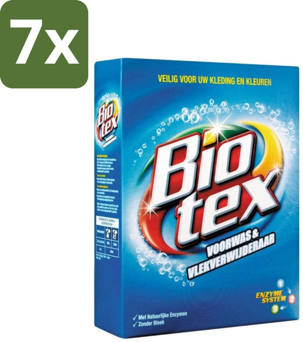 7 x Biotex - Voorwas & Waskrachtversterker - Waspoeder - Witte en Gekleurde Was - 80 Wasbeurten - Waspoeder - Voorwas - Waskrachtversterker - Wasmiddel - Enzymen