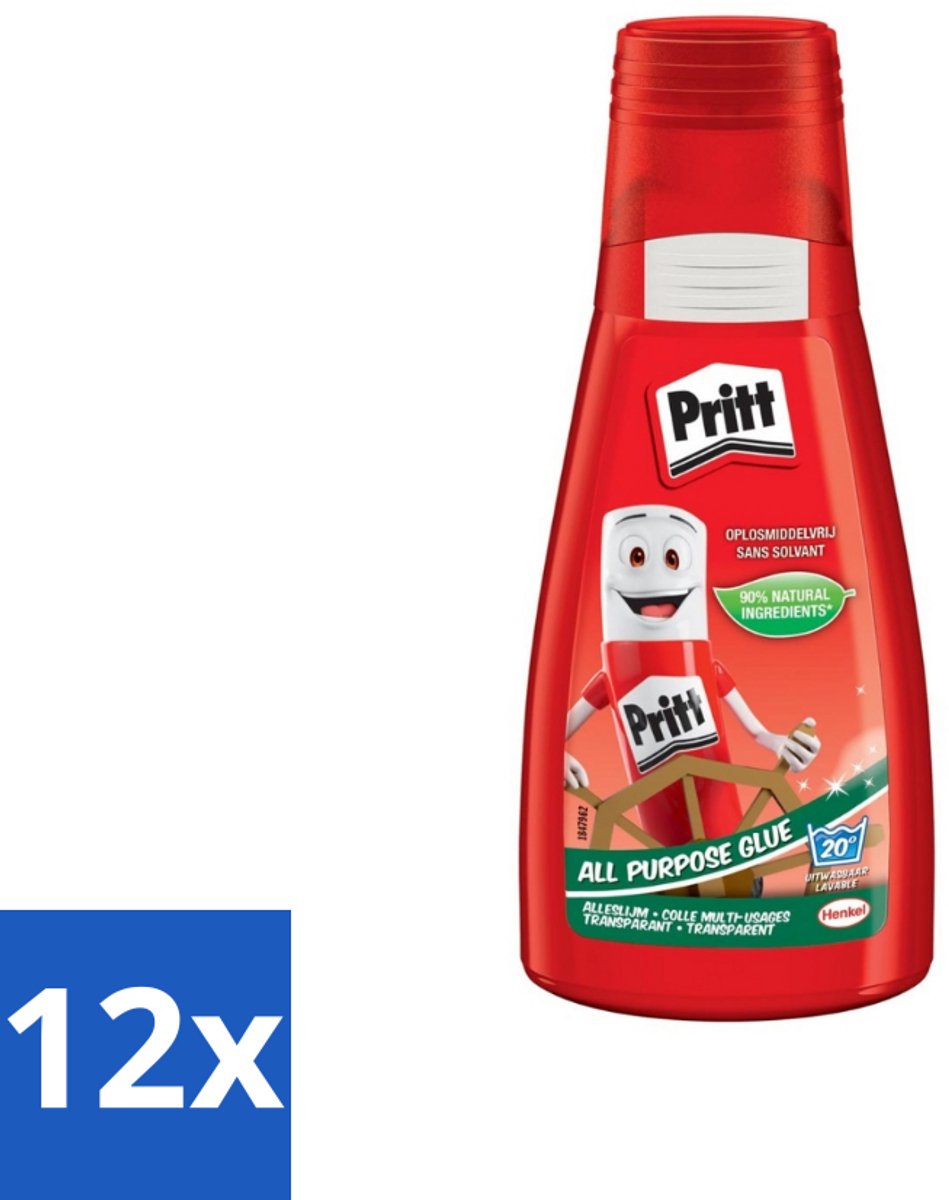 12 x Pritt - Alleslijm - Uitwasbaar - 90% Natuurlijke Ingrediënten - 100g - Lijm - Alleslijm - Pritt - Lijm Voor Papier - Lijm Voor Karton