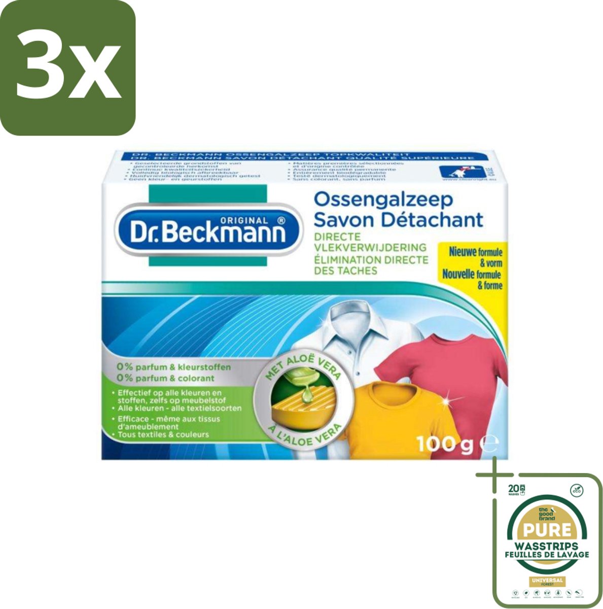 3 x Dr.Beckmann - Vlekkenverwijderaar - Ossengalzeep Met Aloë Vera - Witte en Gekleurde Was - 100g - Grootverpakking - Vlekkenverwijderaar - Textiel Reinigen - Tapijt Reinigen - Meubel Reinigen - Aloë Vera