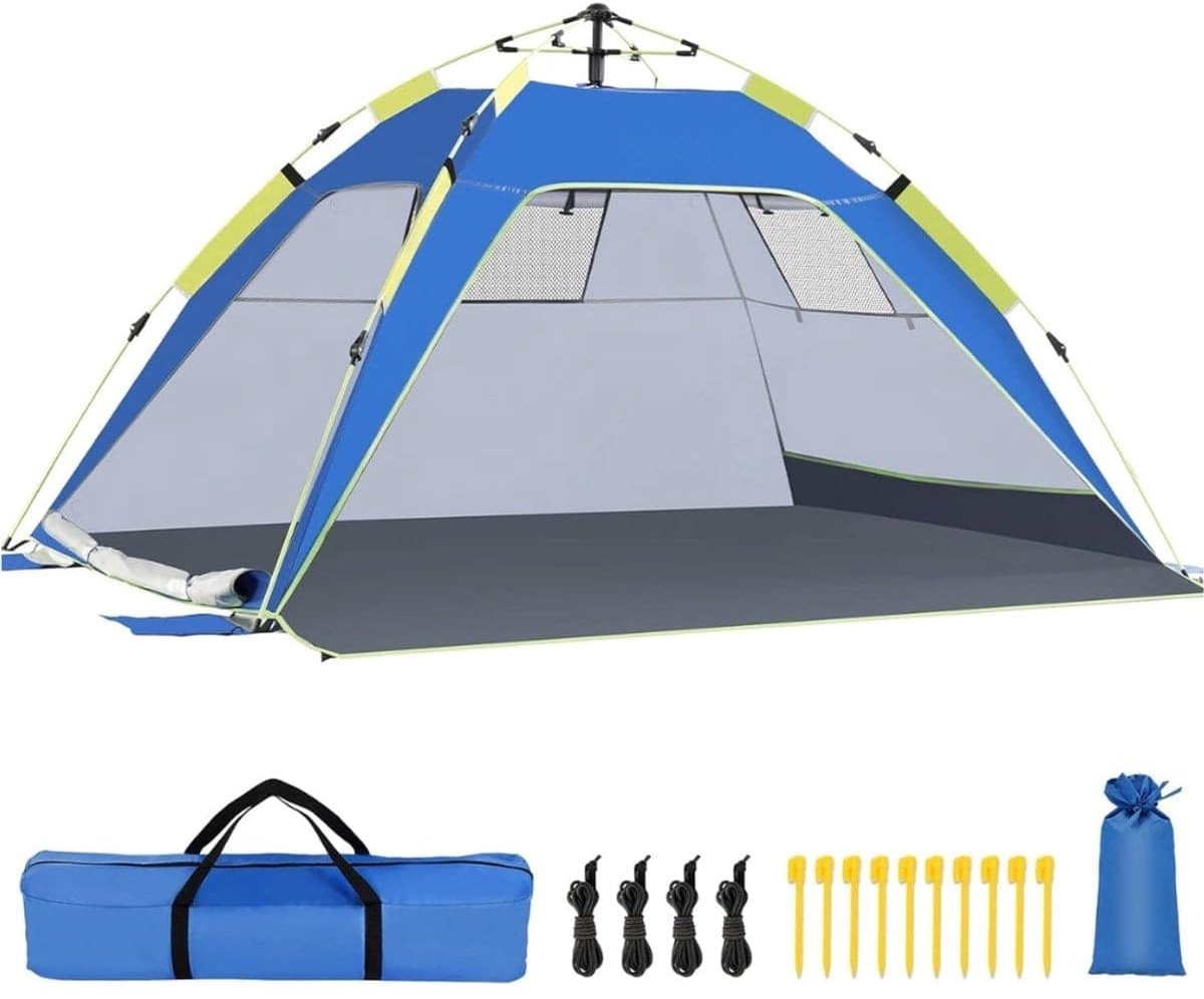 Klarven® Strandtent Pop Up - UV bescherming 50+ - Windbescherming, ruimte 3-4 personen - Meerkleurig B 170 x D 115 x H 215 cm