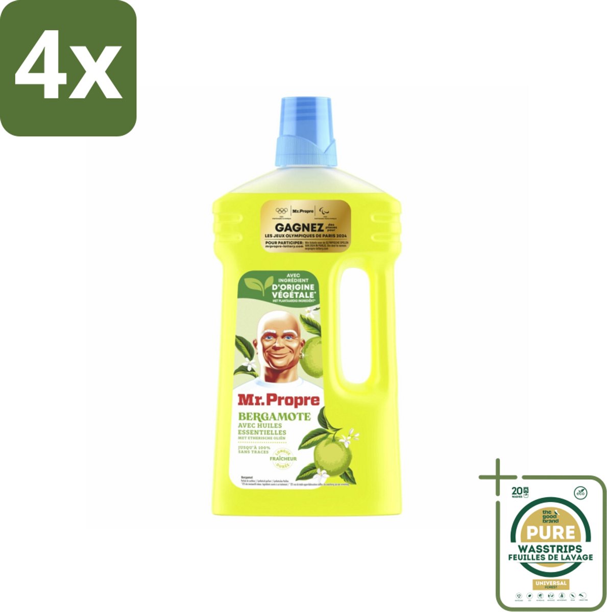 Mr. Propre Allesreiniger Bergamot 1 liter - Voordeelverpakking - 4 stuks - Bergamot - Frisse geur