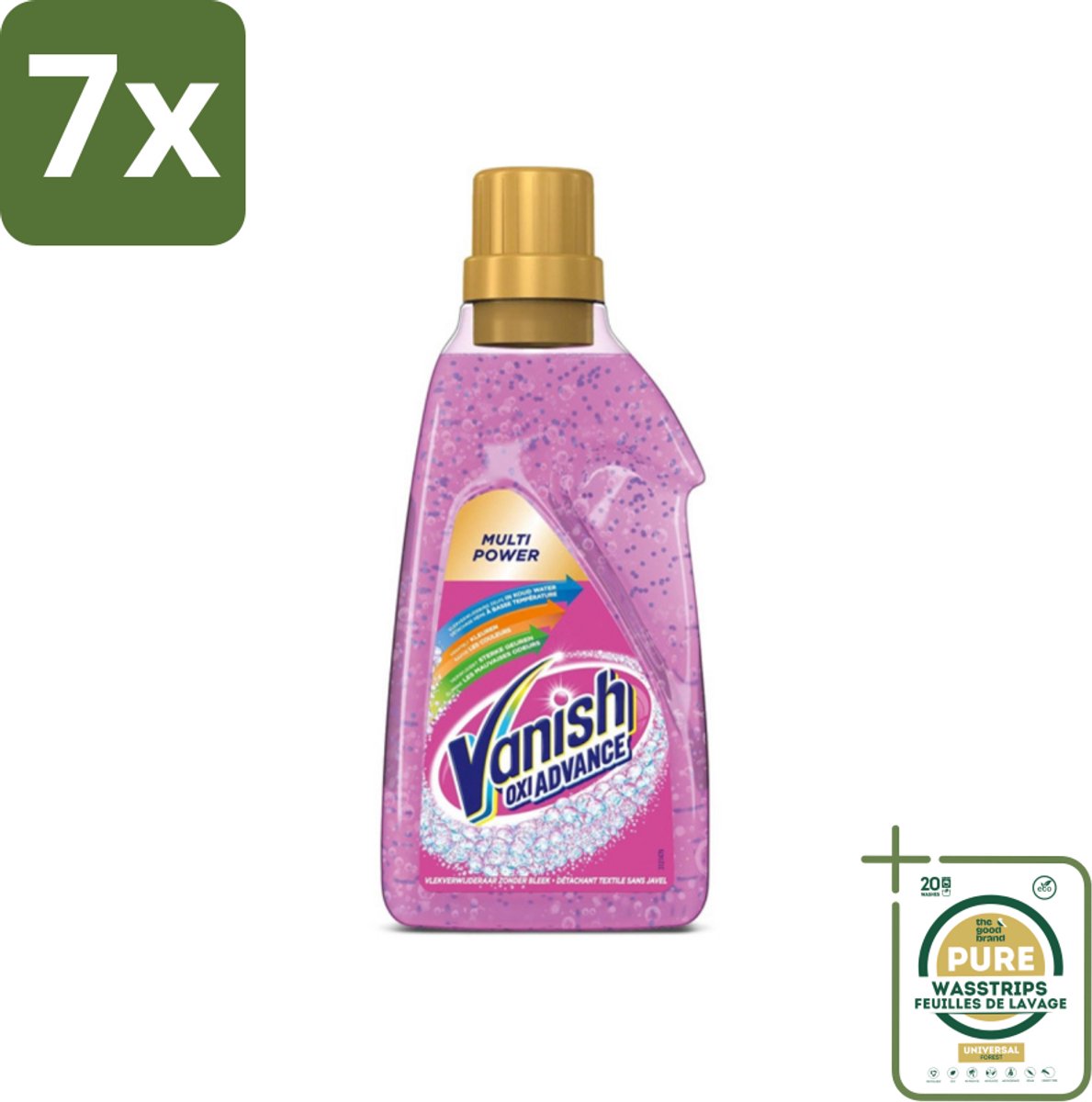 7 x Vanish Oxi Advance - Vlekkenverwijderaar Gel - Zonder Bleek - Gekleurde Was - 750 ml - Grootverpakking - Vlekverwijderaar - Wasmiddel - Vlekken - Rode Vruchtensap - Koffie
