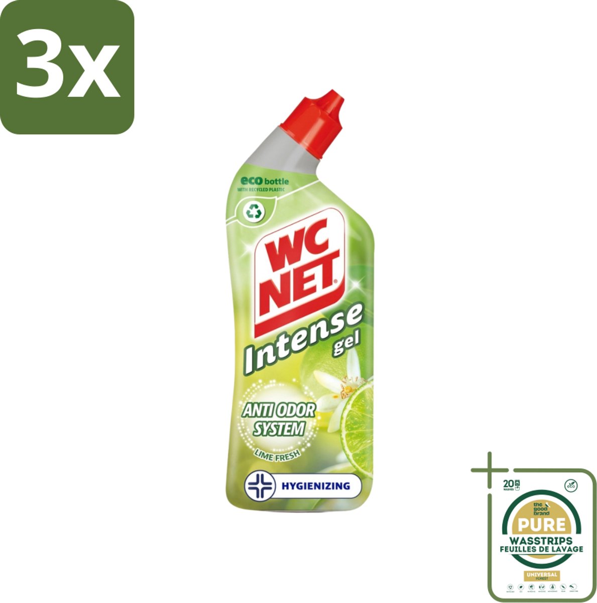 3 x WC Net - Toiletreiniger - Gel - Met Limoen- 750 ml - Grootverpakking - WC Net - Toilet Reiniger - Toilet Reinigen - Toilet Geur - Toilet Reinigingsgel