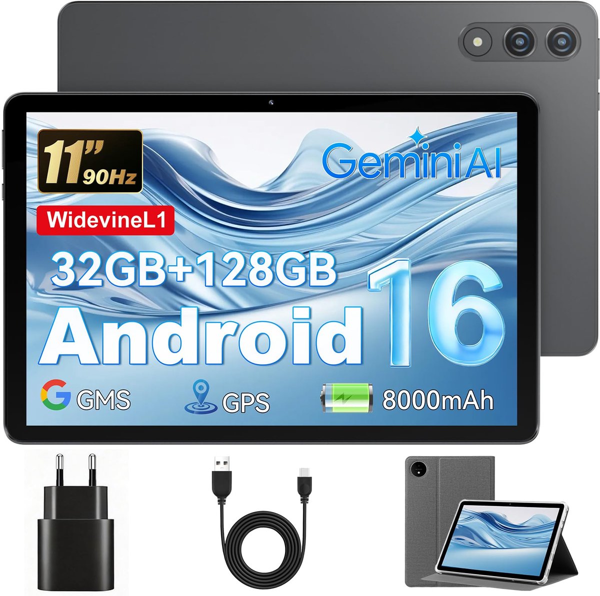 Android 16 Tablet 11 Inch met Hoes, 32GB+128GB, T7250 Octa-Core, 8000mAh - ShopVlot