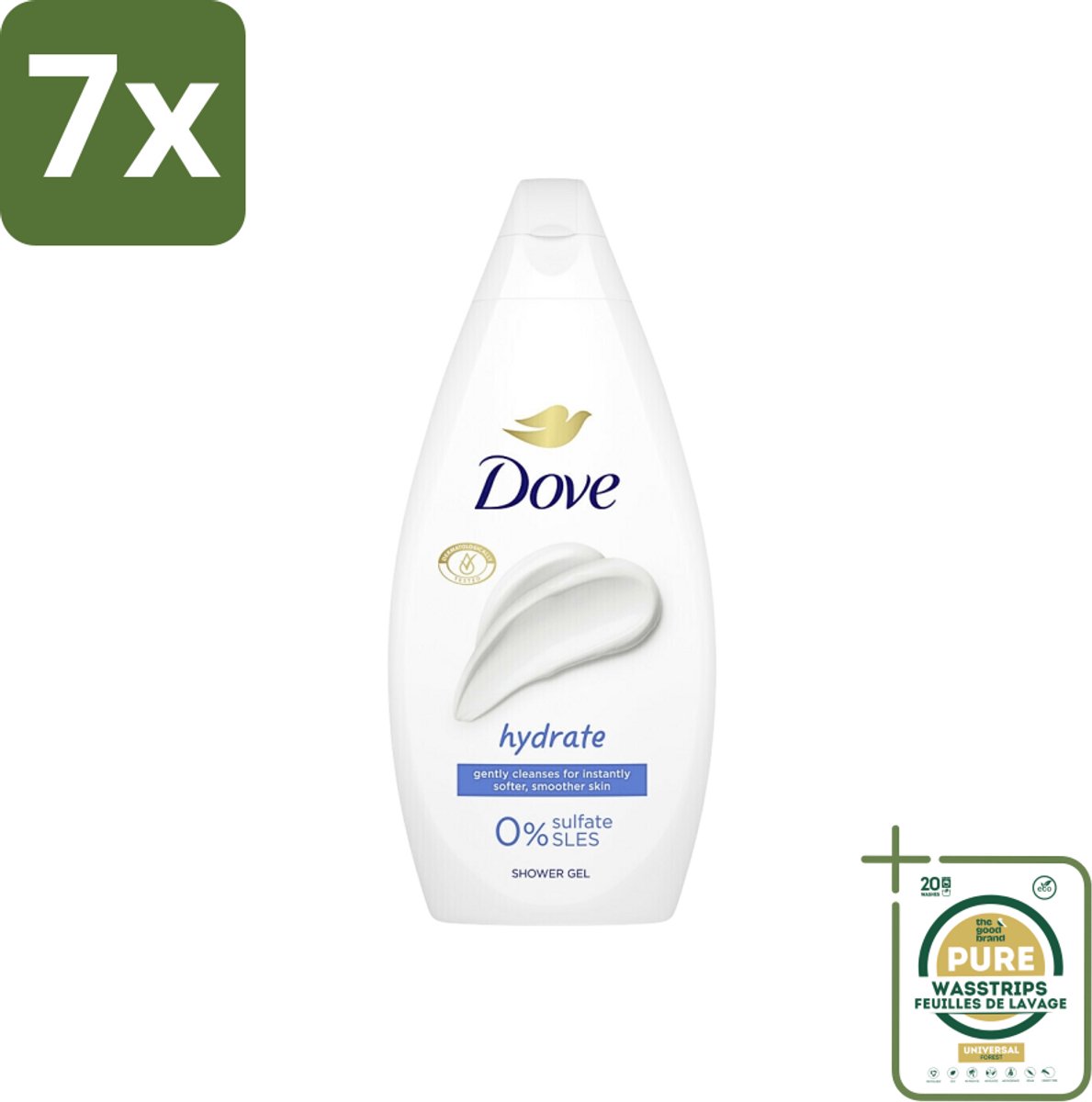 7 x Dove Hydrate - Douchegel - Sulfaatvrij - 250 ml - Grootverpakking - Hydraterende Douchegel - Sulfaatvrije Douchegel - Zachte Huid - Huidverzorging - Huidhydratatie