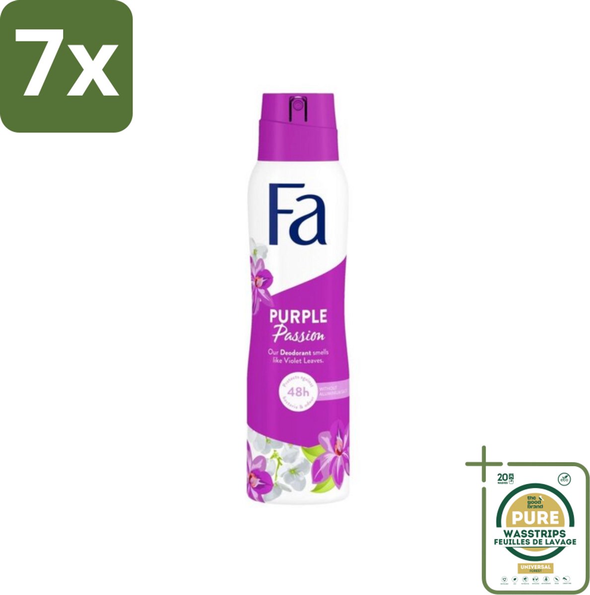 7 x Fa Deodorant Spray Violet Leaves Passion 150 ml - Grootverpakking - Deodorant Spray - Violette Bladeren - Frisheid - Geur - Langdurige Bescherming