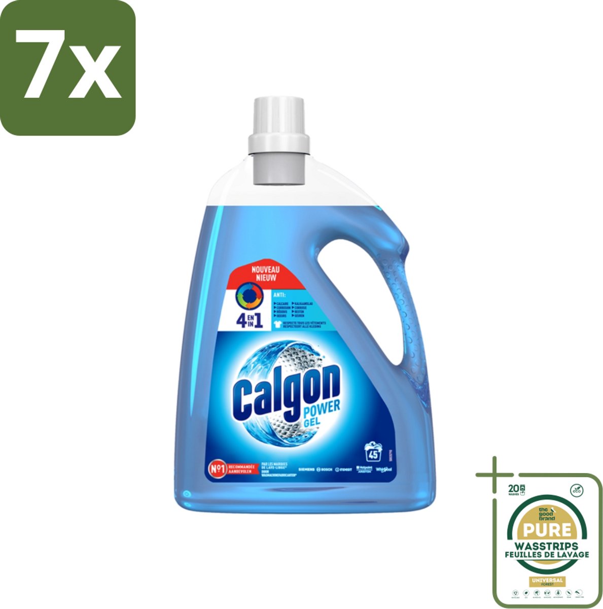 7 x Calgon Ontkalkingsgel Wasmachines 2,25 liter - Grootverpakking - Wasmachine Reinigen - Ontzakingsgel - Kalkaanslag - Wasmachine Beschermen - Wasmiddelresiduen