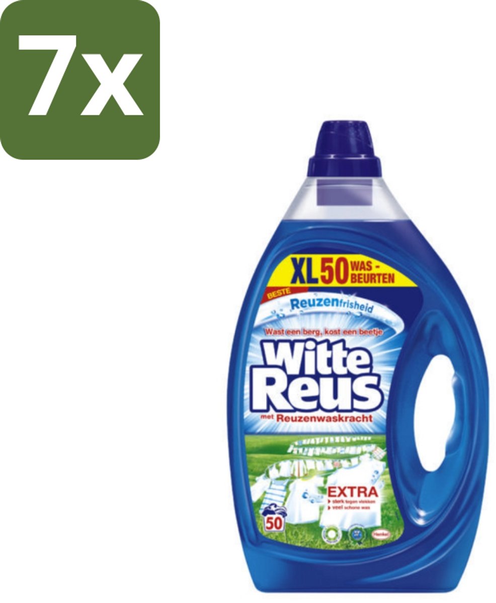 7 x Witte Reus - Vloeibaar Wasmiddel - 50 Wasbeurten - Wasmiddel - Vloeibaar Wasmiddel - Wasbeurten - Schoonmaak - Reiniging