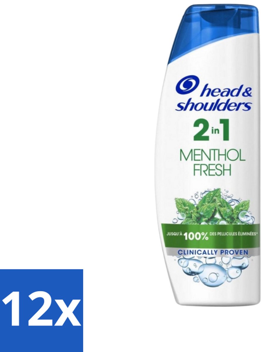 12 x Head & Shoulders - 2in1 Anti-Roos Shampoo & Conditioner - Menthol Fresh - 270 ml - Anti-Roos Shampoo - Roos Shampoo - Hoofdhuidverzorging - Haarverzorging - Menthol Fresh