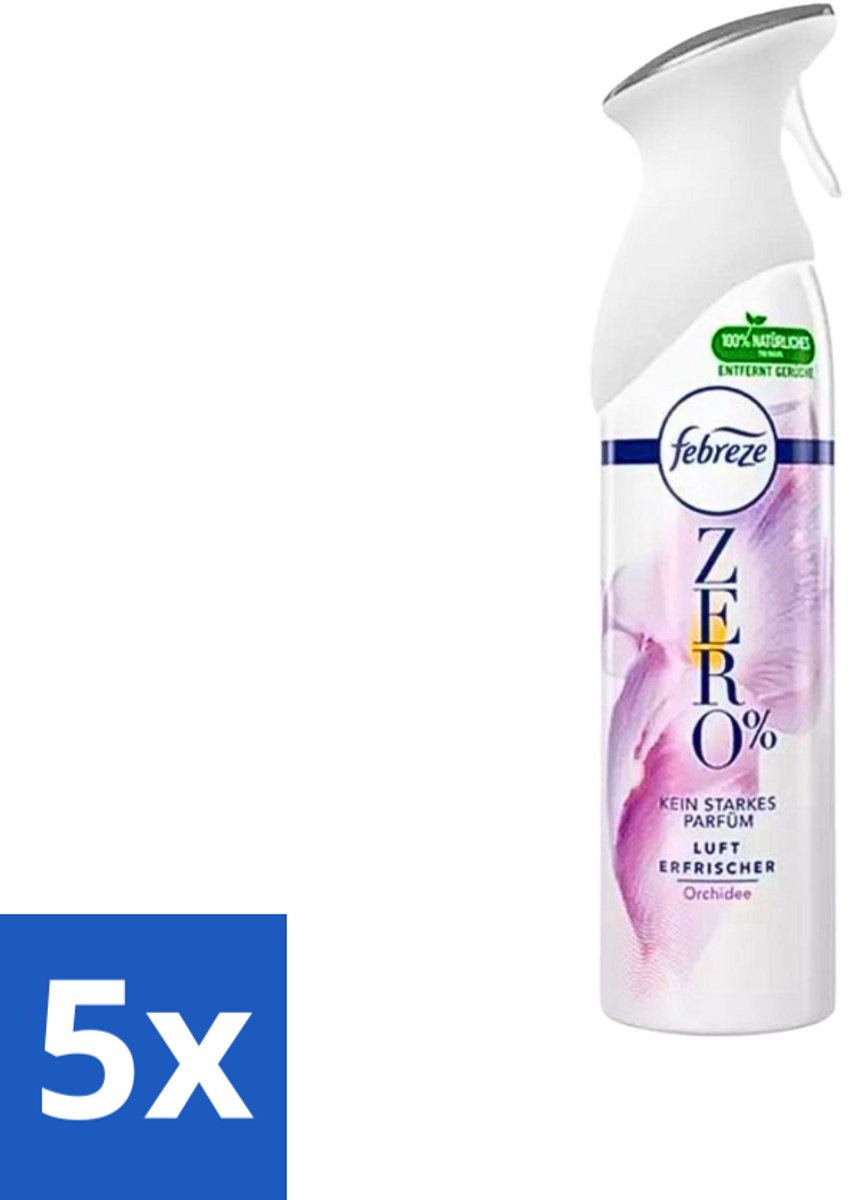 5 x Febreze Spray - Zero % - Orchidee - Luchtverfrisser - 300ml - Luchtverfrisser - Geuren Verwijderen - Orchidee Geur - Frisse Geur - Zero %