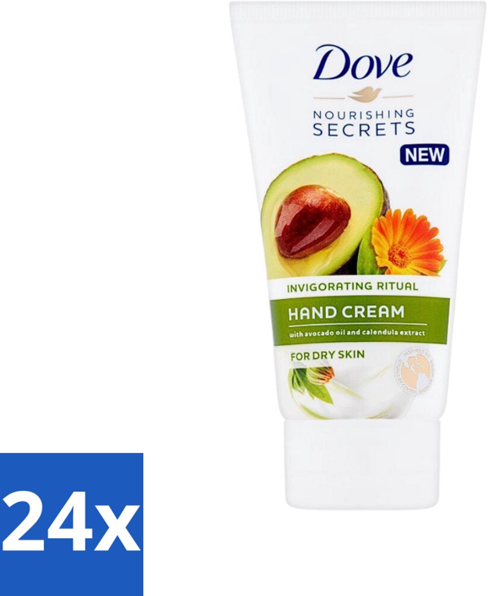 24 x Dove Nourishing Secrets - Handcrème - Avocado olie & Goudsbloem extract - Droge huid -75 ml - Handcreme - Avocado - Goudsbloem - Droge Handen - Hydraterende Creme