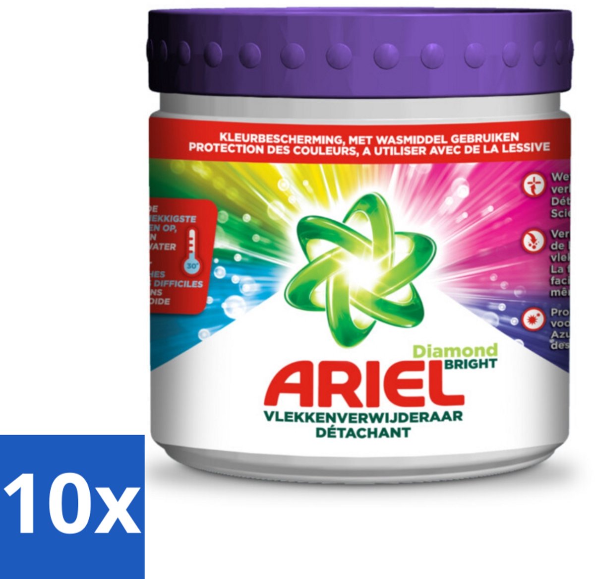 10 x Ariel Vlekverwijderaar Diamond Bright Gekleurde Was 500 gr - Kleurbehandeling - Vlekverwijderaar - Wasmiddel - Vlekken - Wasbeurten