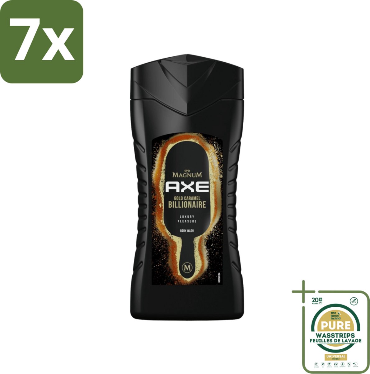 7 x Axe X Magnum - Douchegel - Gold Caramel Billionaire - 250 ml - Grootverpakking - Douchegel - Lichaam - Gezicht - Haar - Chocolade