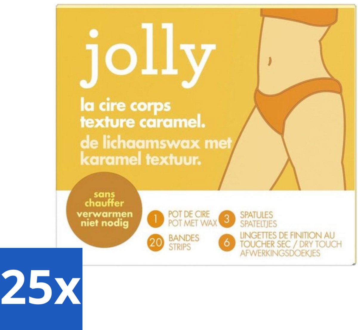 25 x Jolly - Lichaamswax - Karamel Structuur - 20 Strips - Voordeelverpakking - 25 stuks