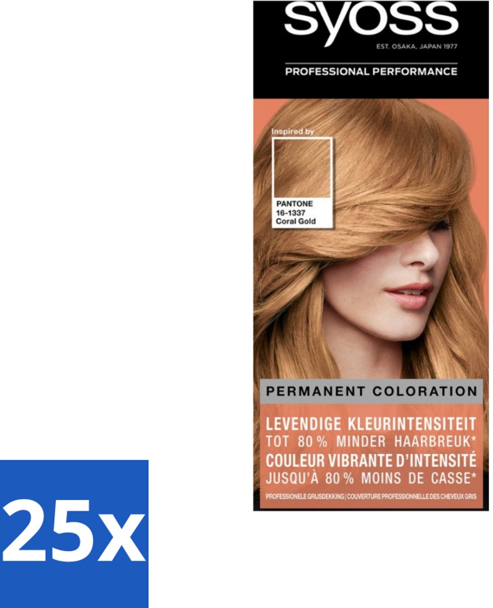 25 x Syoss - Haarverf Colors Pantone - 9-67 Coral Gold - 1 Haarkleuring - Haarverf - Haarkleur - Pantone - Coral Gold - Haarverkleuring