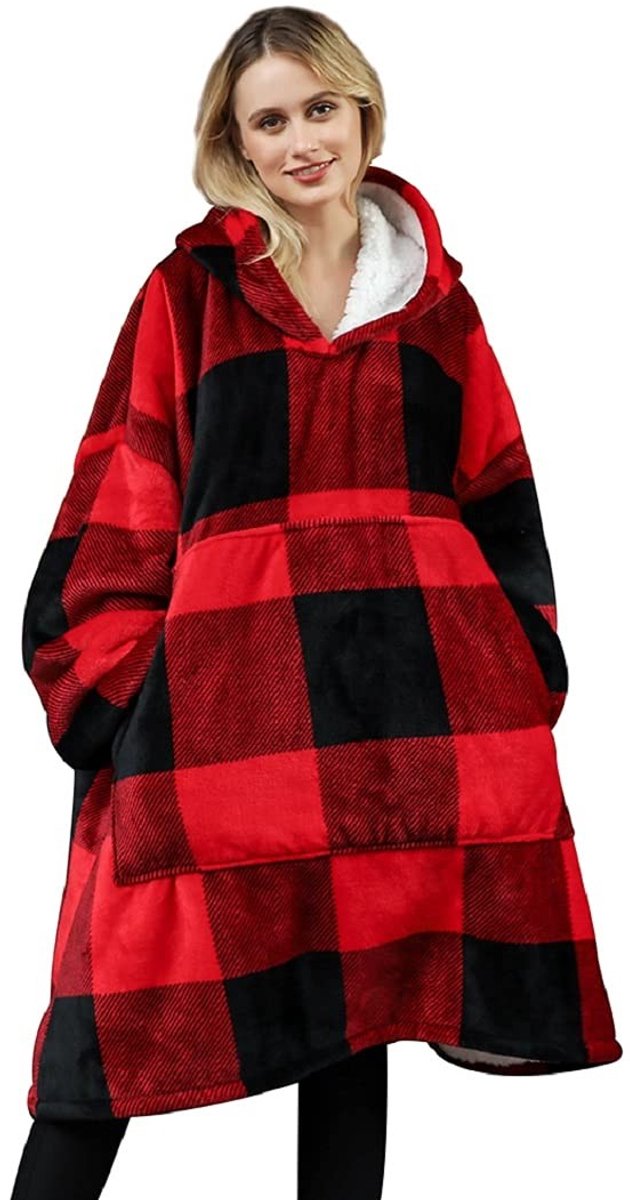 Elzusha - Dames Hoodie Dekentje van Flanel met Mouwen en Fruitprint