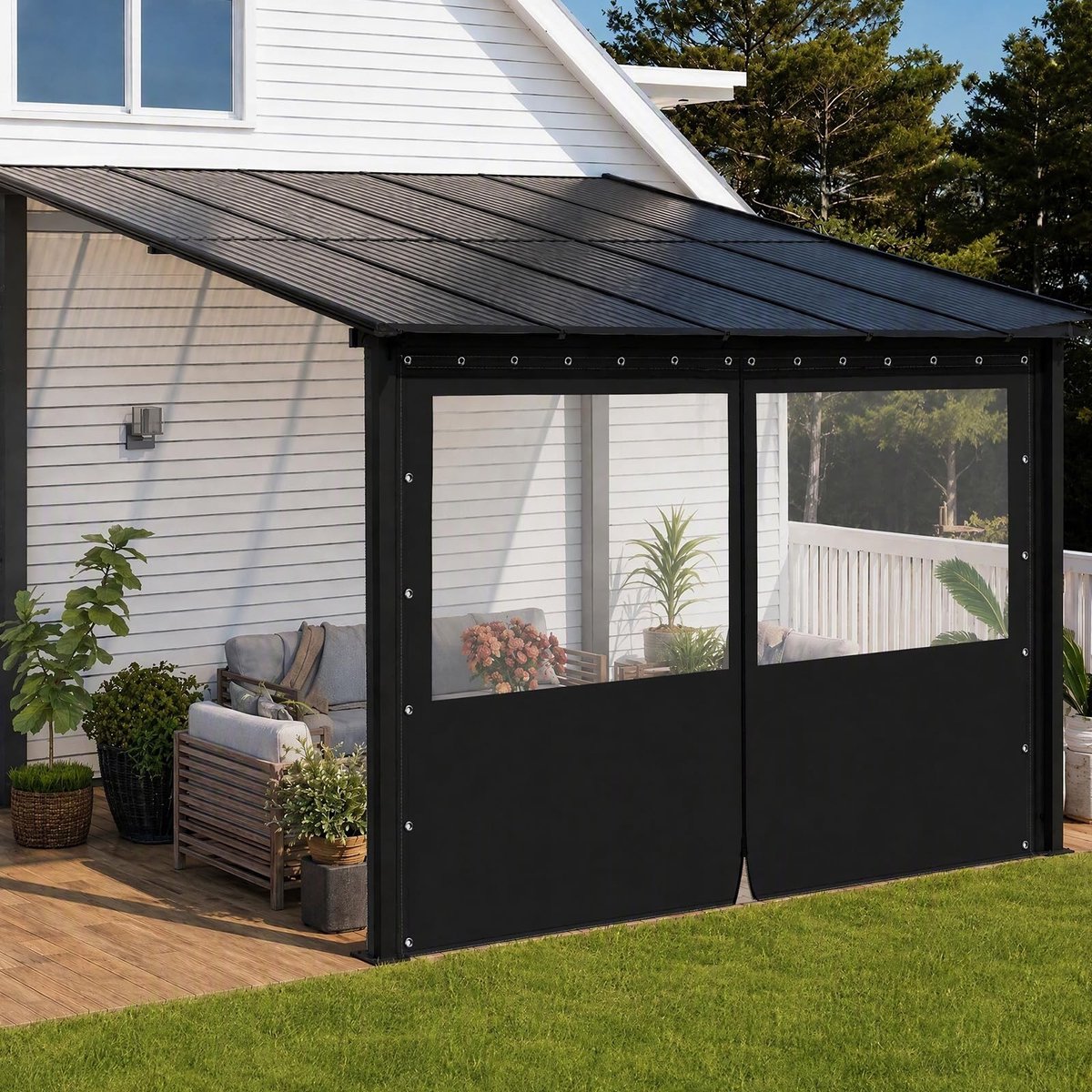 Elzusha - Waterdicht Dekzeil voor Pergola - Met Ritssluiting en Versterkte Oogjes - 2,5 x 3,6 m