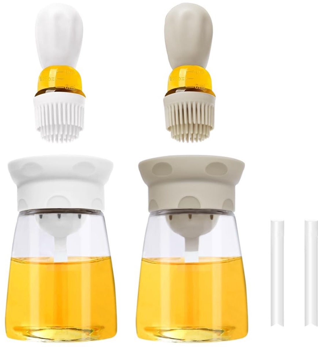 Elzusha- Oliedispenser met siliconen kwast - 2-in-1 functie - Oliefles - Keukenaccessoire - Compact - Hoogwaardig materiaal - Olieflacon
