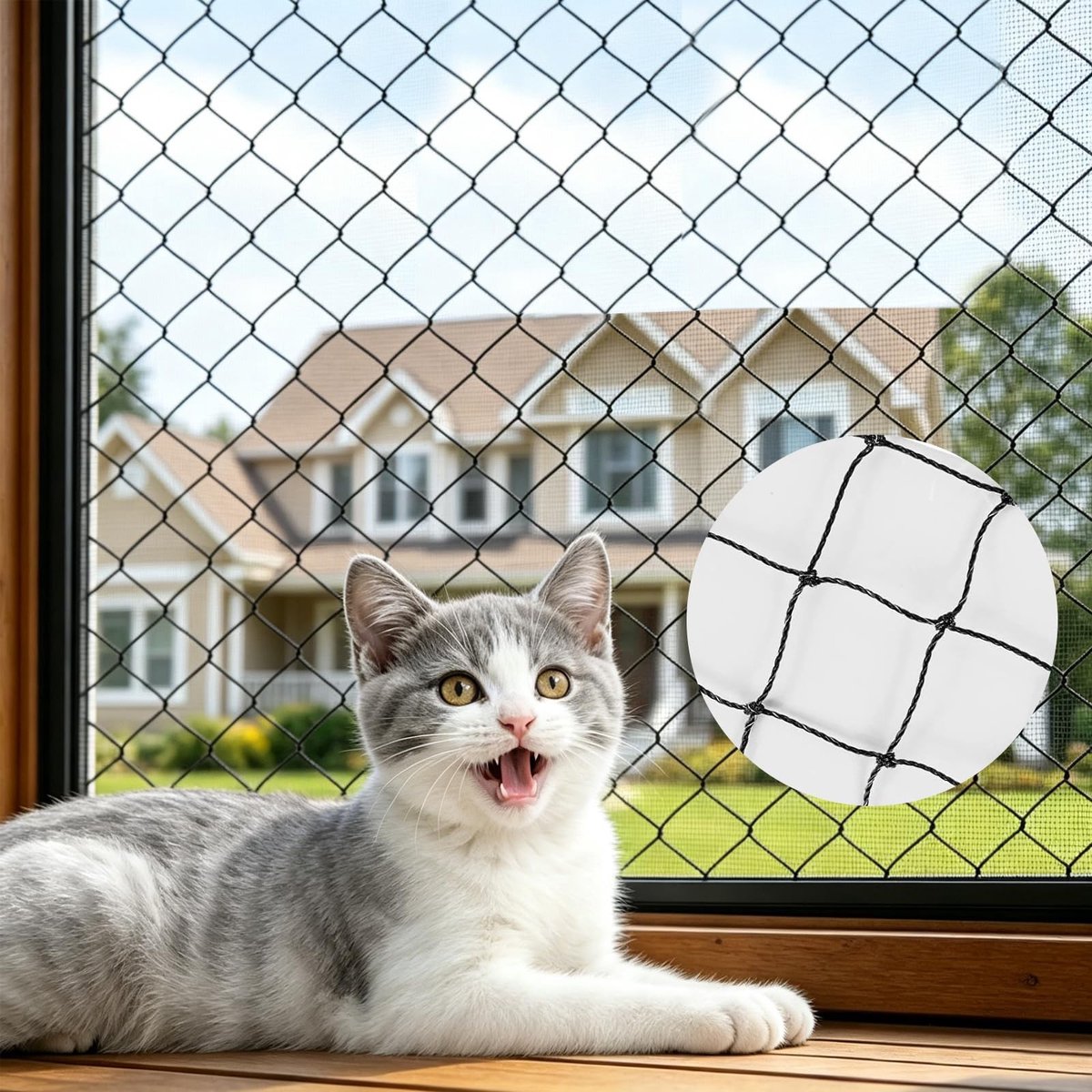 Elzusha - Cat Net voor Balkon 2 x 3 m, UV-bestendig en Zonder Boren