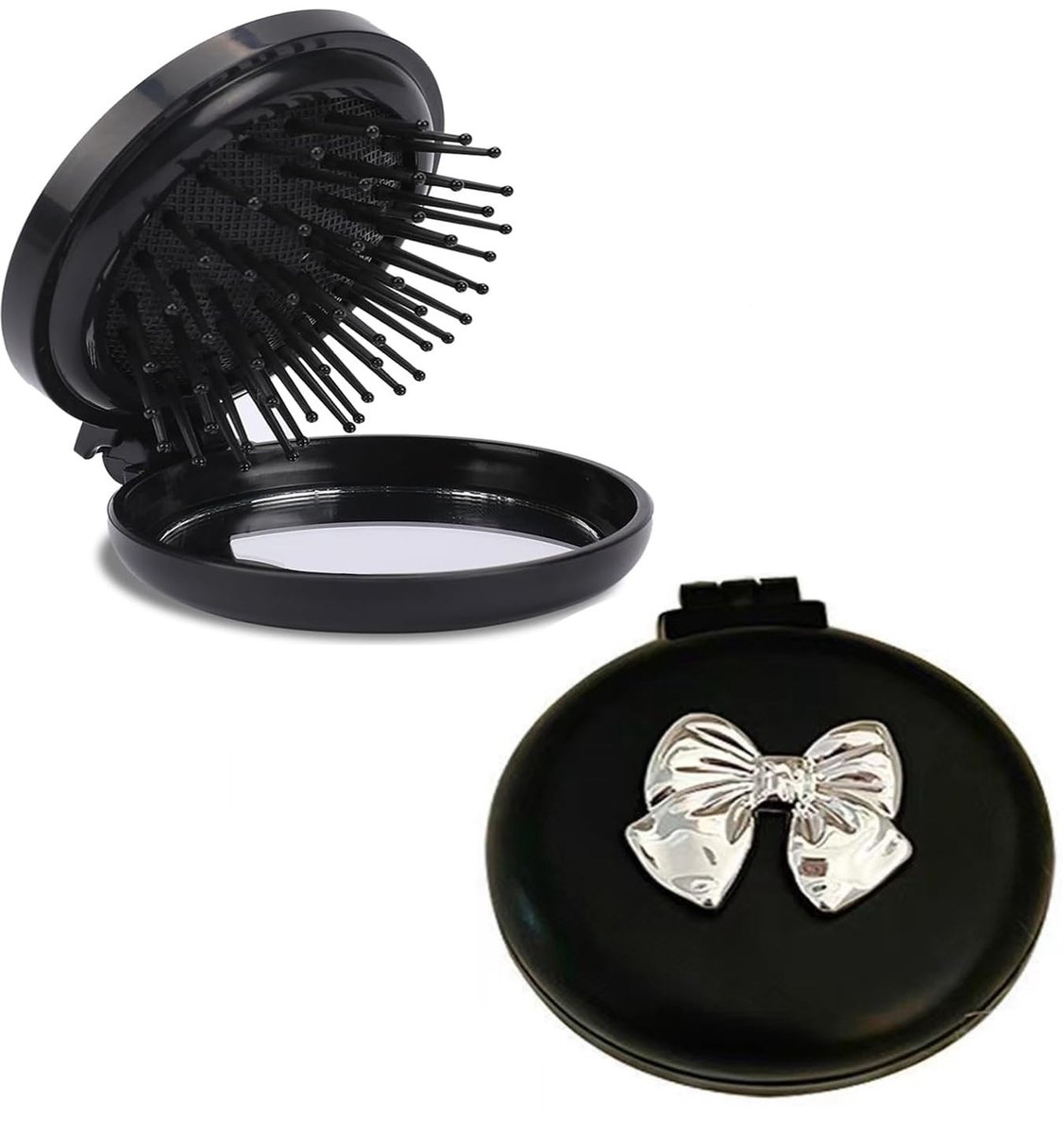 Elzusha - Set van 2 Opvouwbare Reismirrors met Haarborstels
