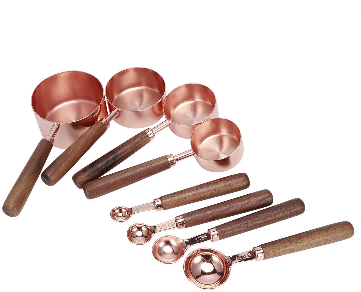 Elzusha - RVS Maatlepels Set met Houten Handvatten