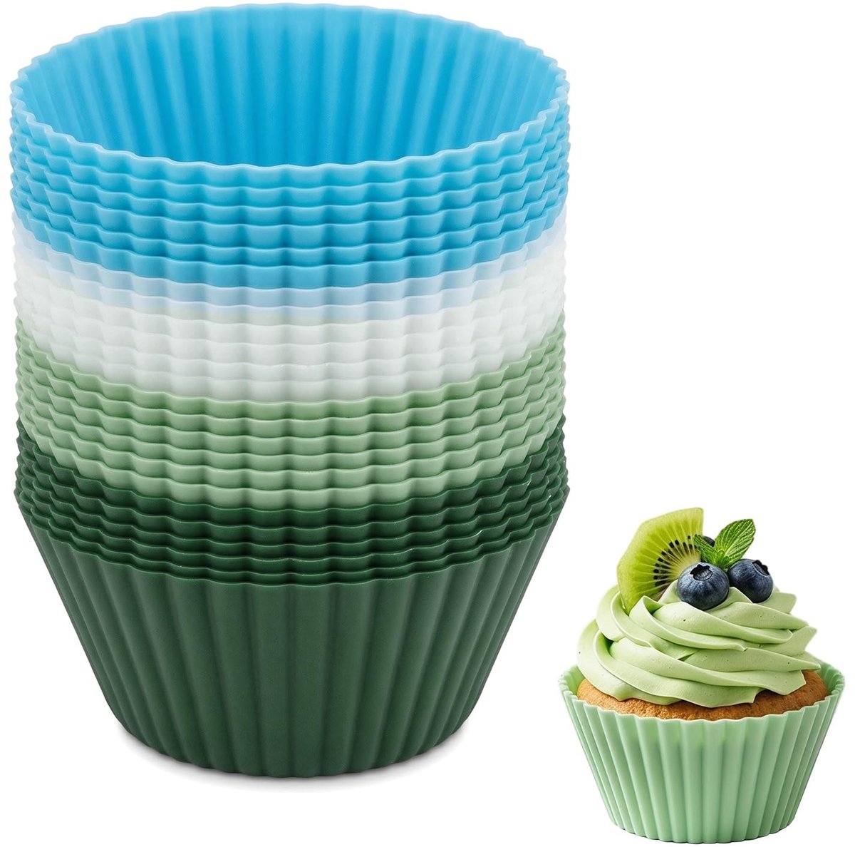 Elzusha - 24 Stuks Herbruikbare Muffin Mallen van Siliconen