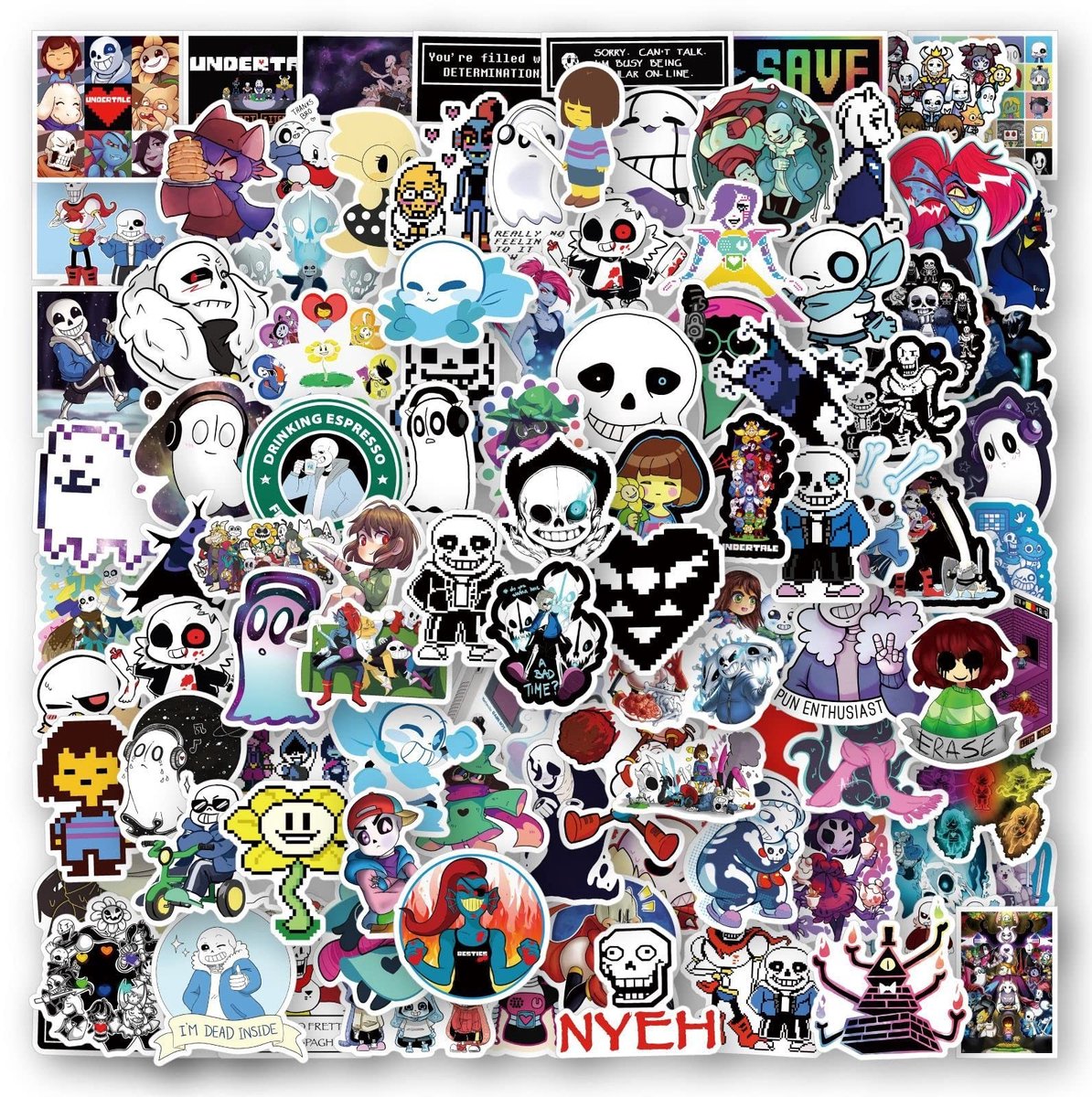 Elzusha - 100 Stuks Undertale Stickers voor Waterflessen en Laptops